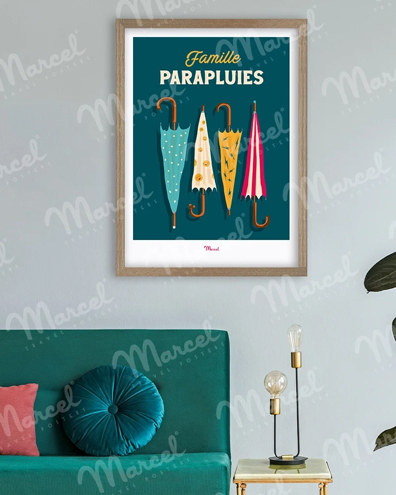 Affiche Travel Color "Famille Parapluies"