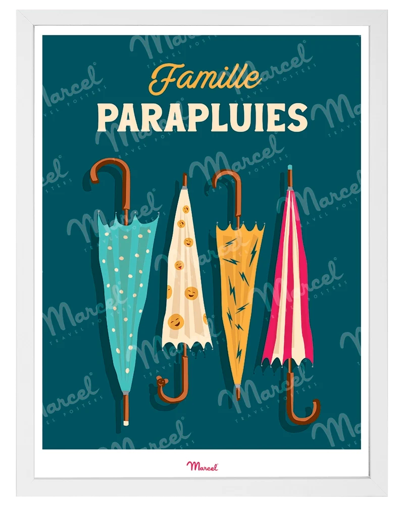 Affiche Travel Color "Famille Parapluies"