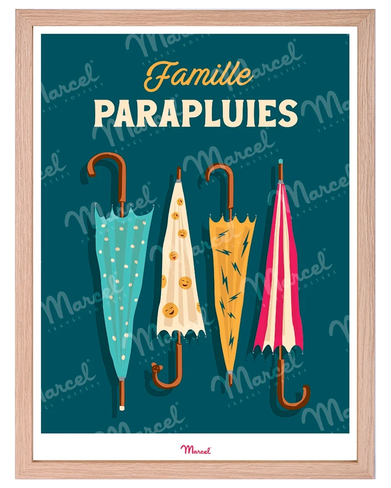 Affiche Travel Color "Famille Parapluies"