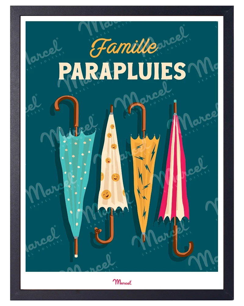 Affiche Travel Color "Famille Parapluies"