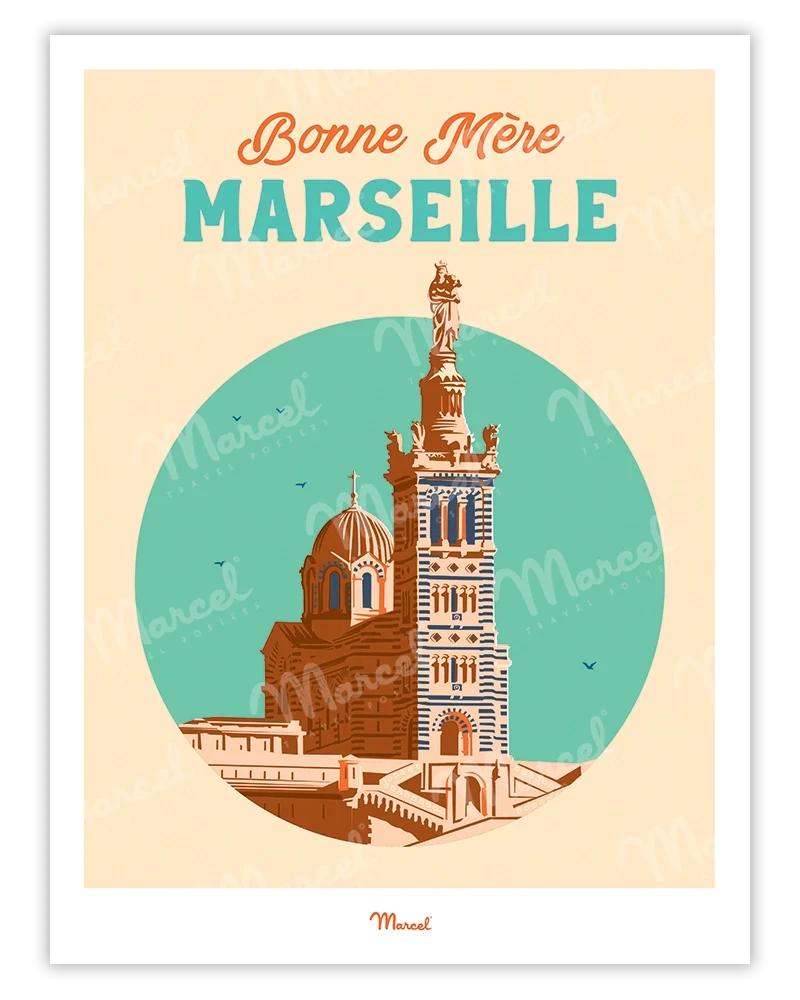 Affiche Travel Color MARSEILLE "Bonne Mère"