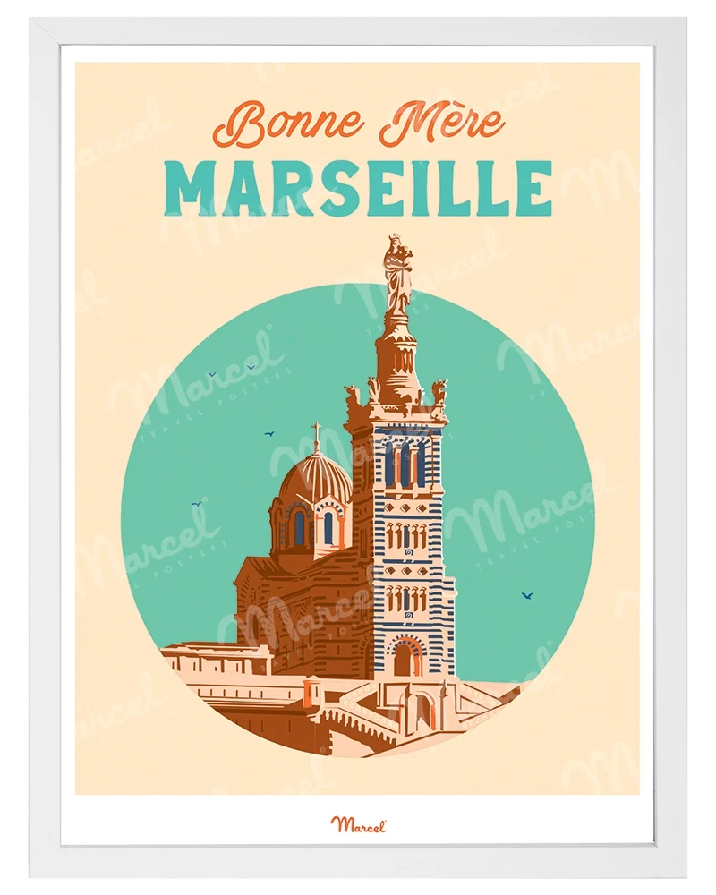 Affiche Travel Color MARSEILLE "Bonne Mère"