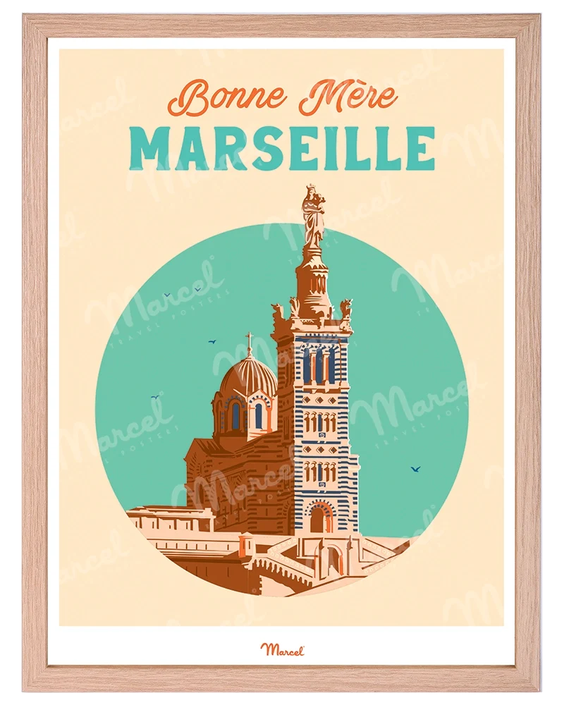 Affiche Travel Color MARSEILLE "Bonne Mère"