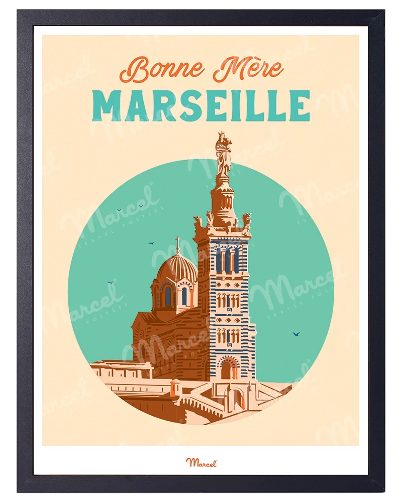Affiche Travel Color MARSEILLE "Bonne Mère"