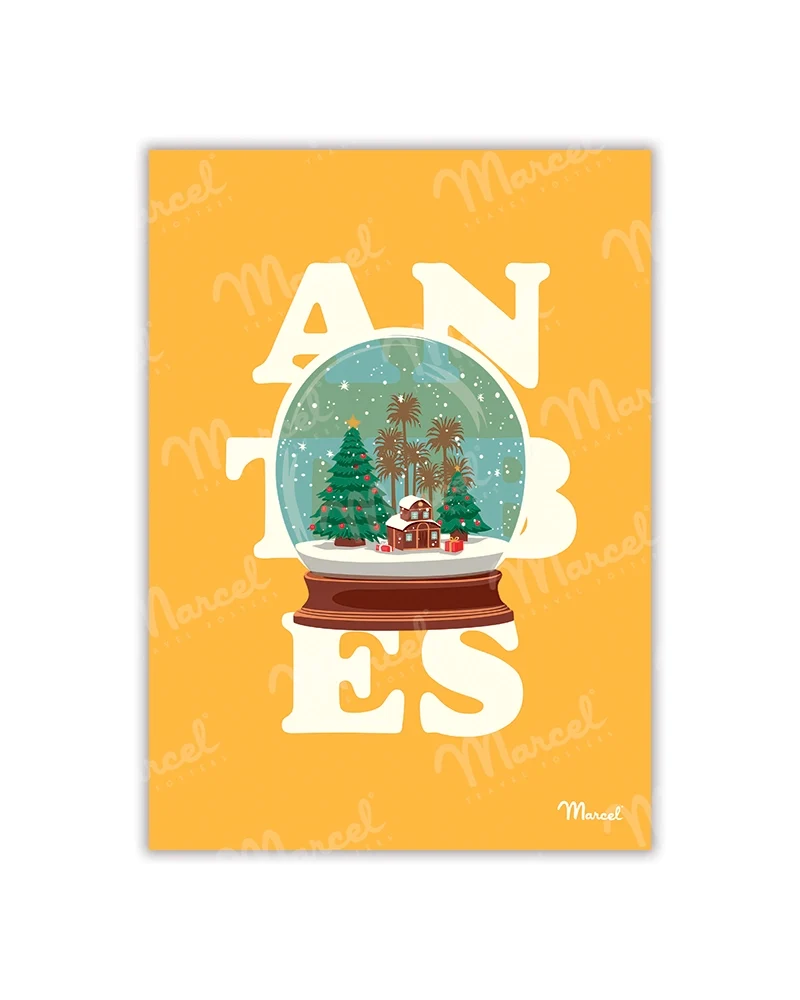 Carte Postale ANTIBES "Boule à neige"
