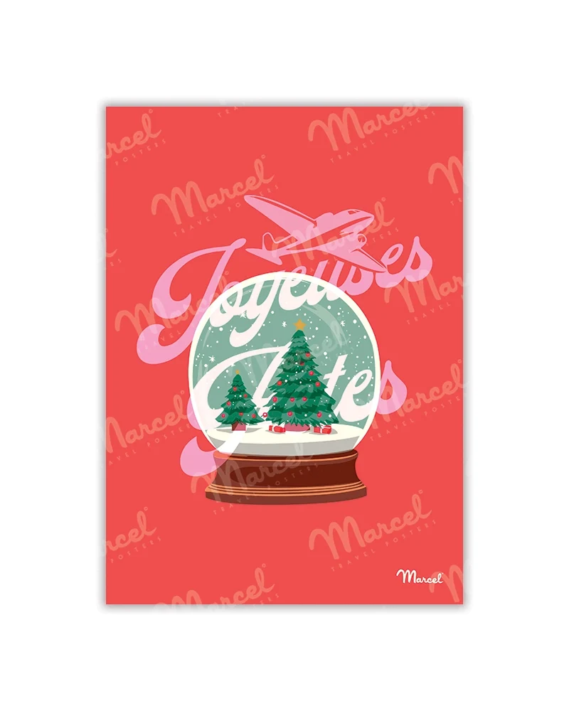 Carte Postale Joyeuses Fêtes "Boule à neige"