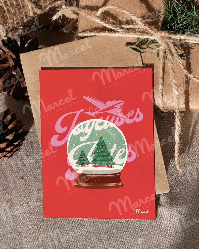 Carte Postale Joyeuses Fêtes "Boule à neige"