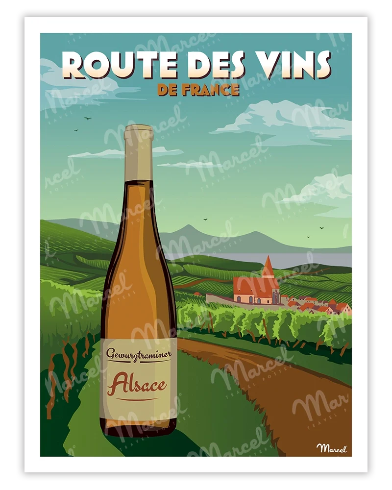 Affiche "La Route des Vins d'ALSACE"