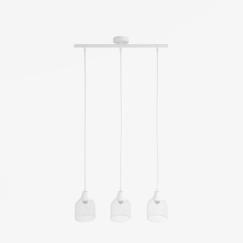 Suspension triple en m tal blanc