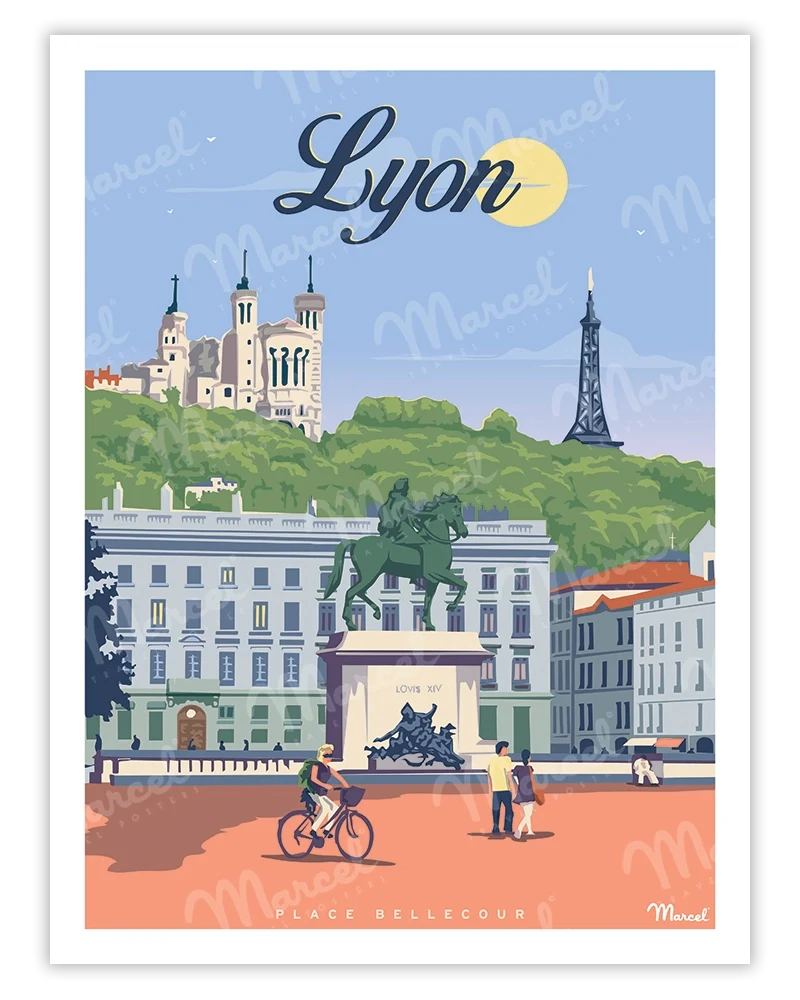 Affiche LYON "Place Bellecour"