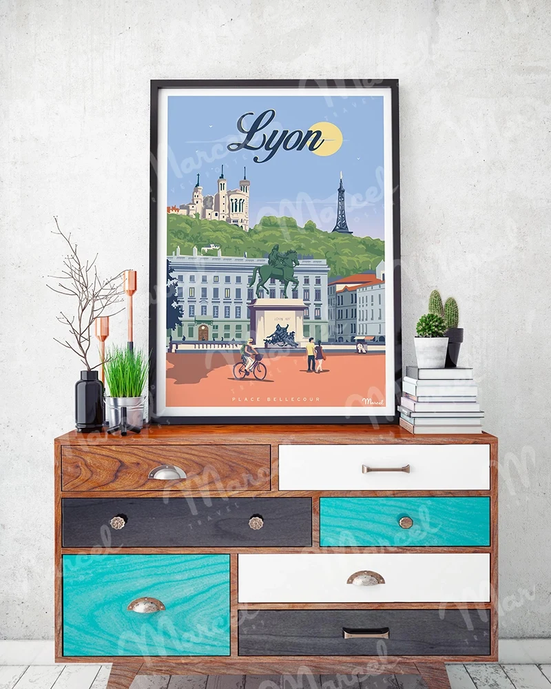 Affiche LYON "Place Bellecour"