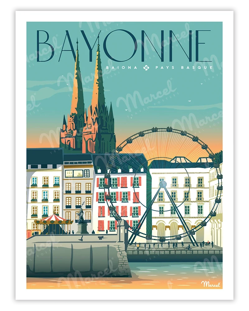 Affiche BAYONNE "Place du Réduit"
