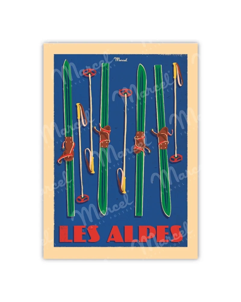 Carte Postale LES ALPES "Skis Set"