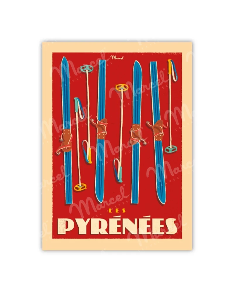 Carte Postale LES PYRÉNÉES "Skis Set"