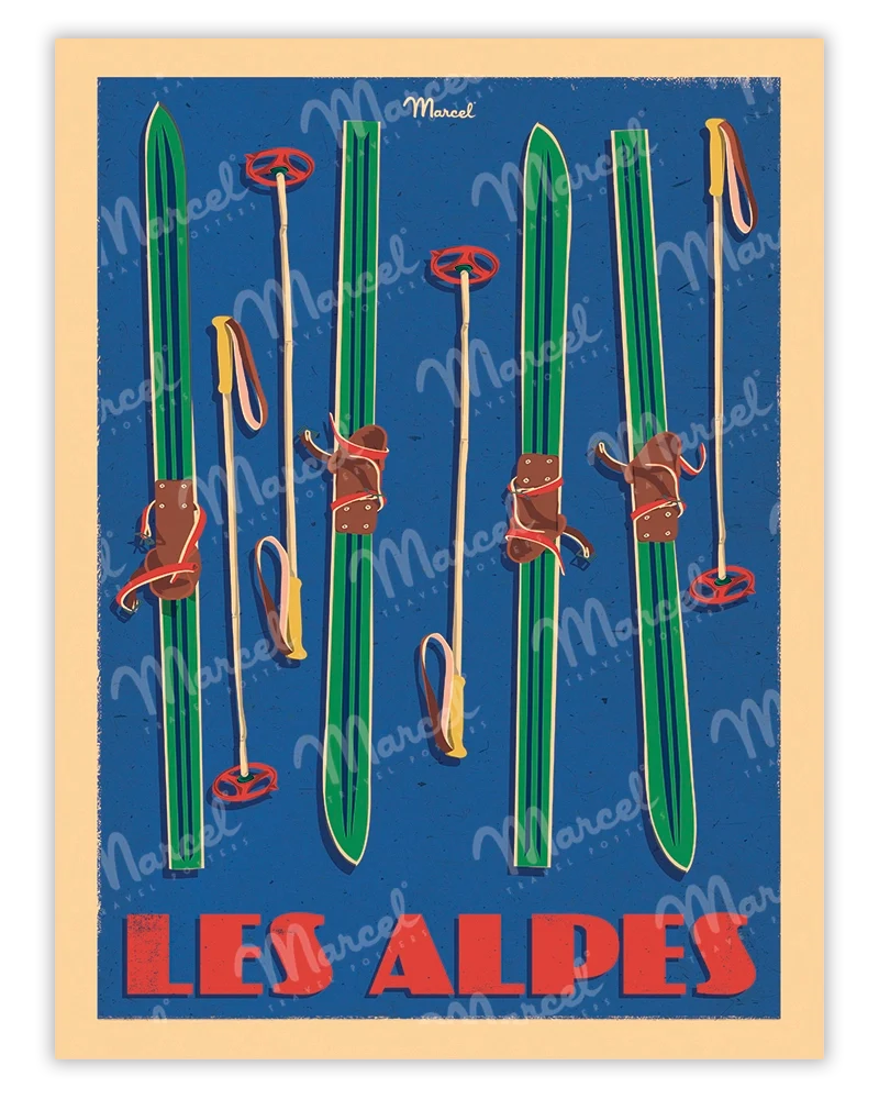 Affiche LES ALPES "Skis Set"