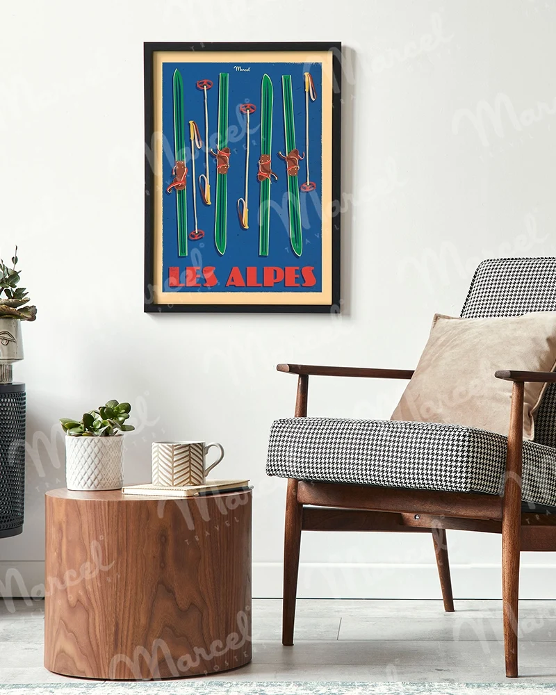 Affiche LES ALPES "Skis Set"