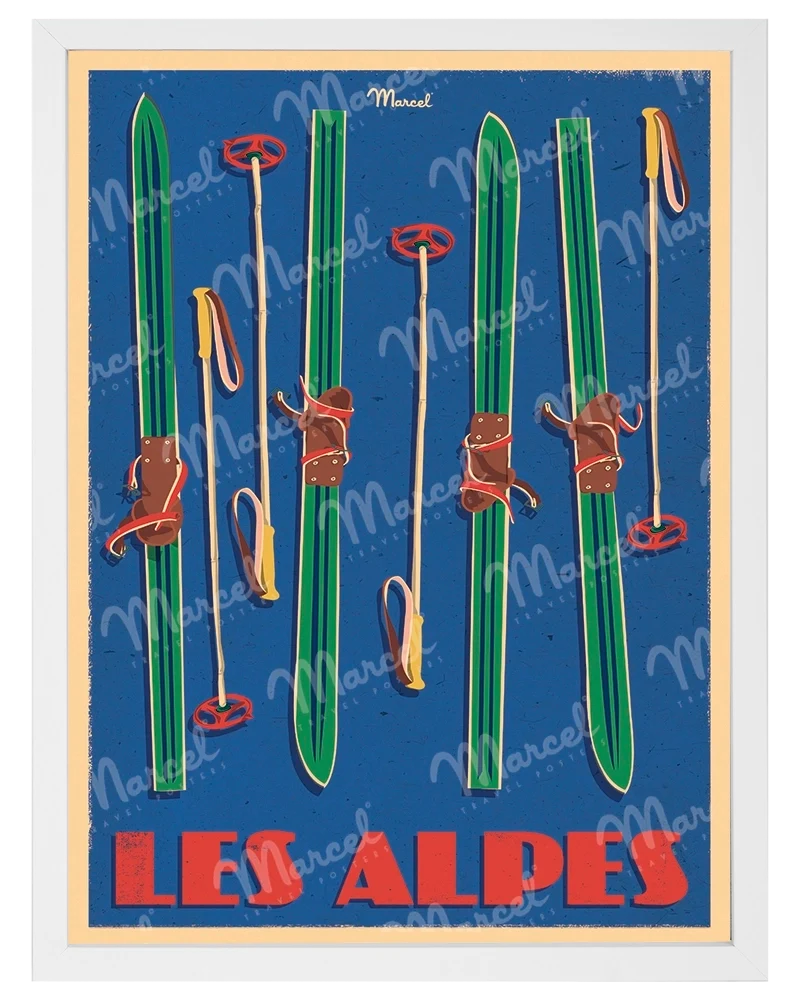 Affiche LES ALPES "Skis Set"