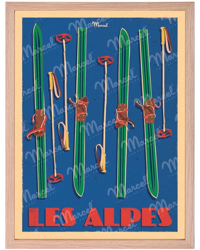 Affiche LES ALPES "Skis Set"