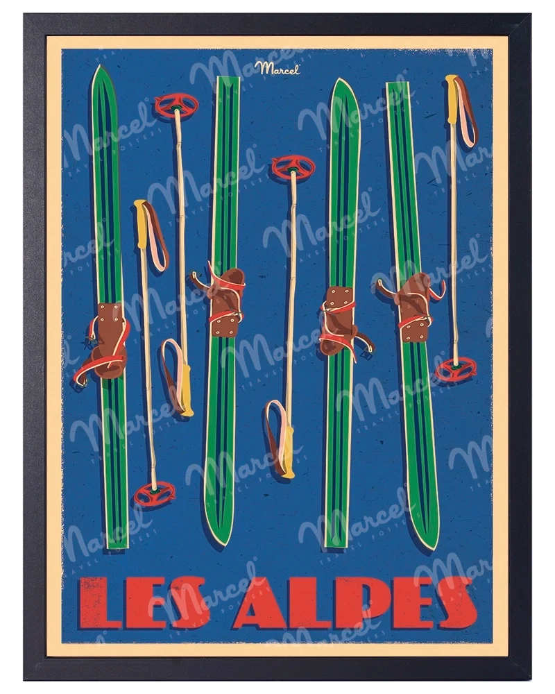 Affiche LES ALPES "Skis Set"