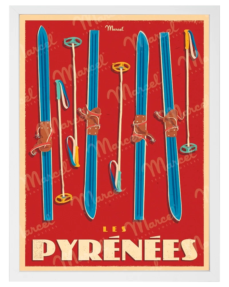 Affiche LES PYRENEES "Skis Set"