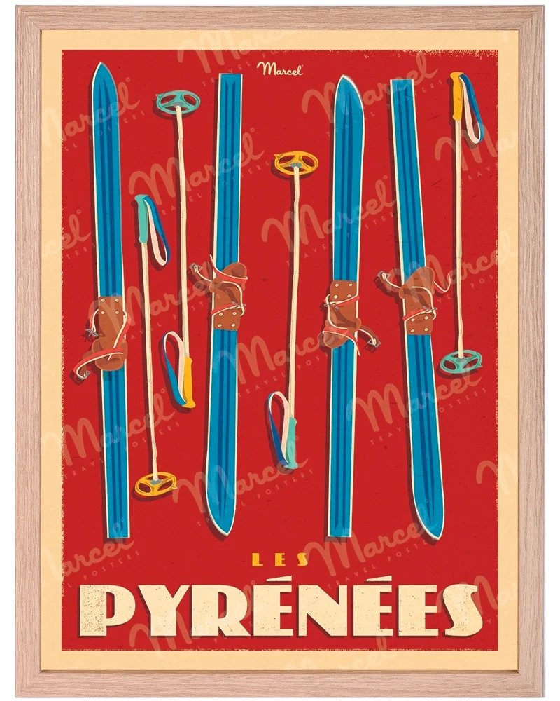 Affiche LES PYRENEES "Skis Set"
