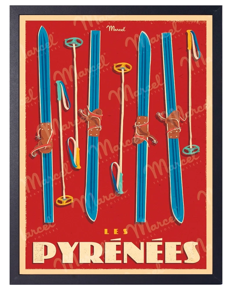 Affiche LES PYRENEES "Skis Set"