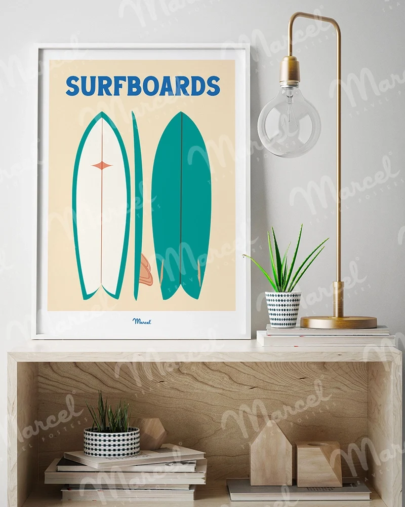 Affiche Travel Color "Surfboards verts"