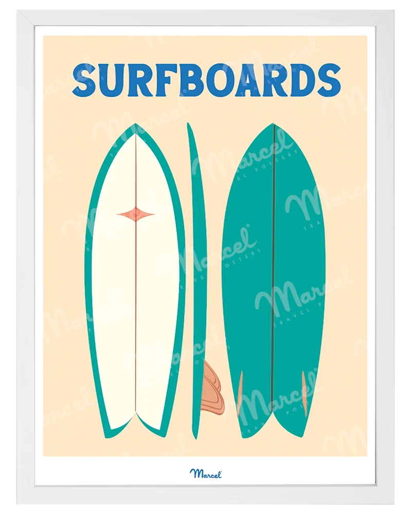 Affiche Travel Color "Surfboards verts"