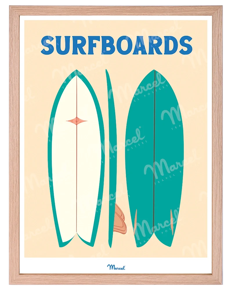 Affiche Travel Color "Surfboards verts"