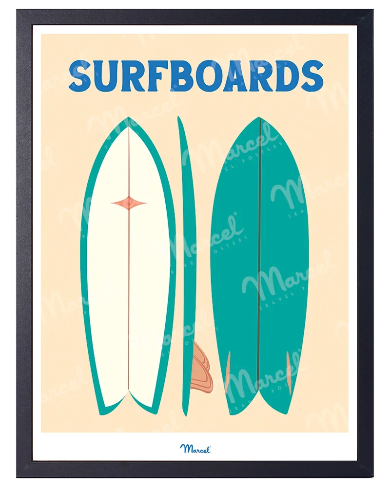 Affiche Travel Color "Surfboards verts"