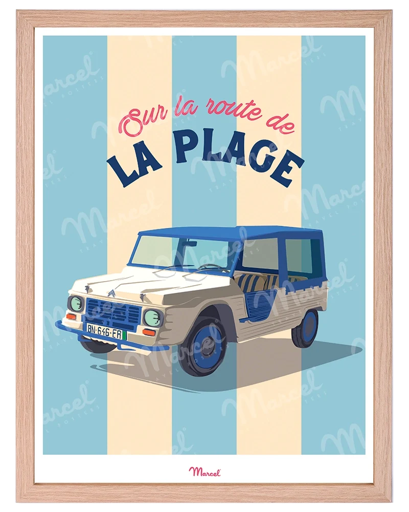 Affiche Travel Color "Sur la route de la Plage Méhari"