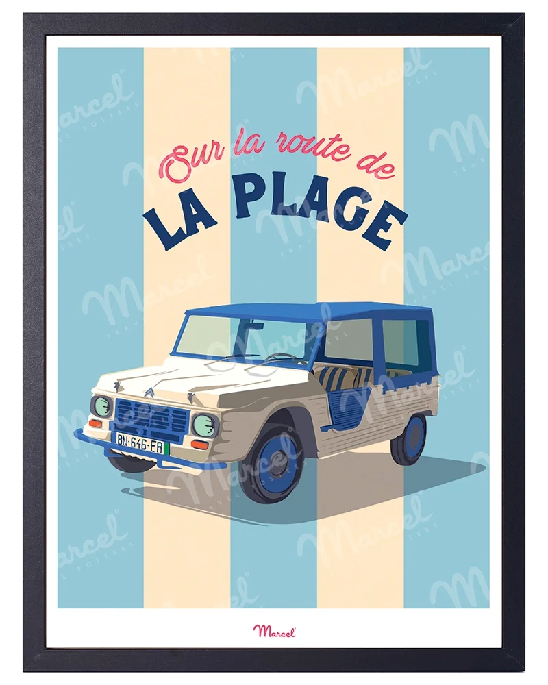Affiche Travel Color "Sur la route de la Plage Méhari"