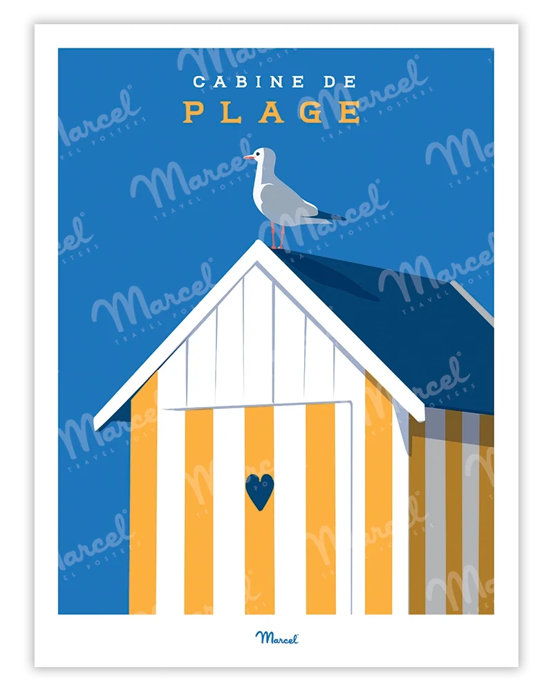 Affiche Travel Color "Cabine de Plage Jaune"
