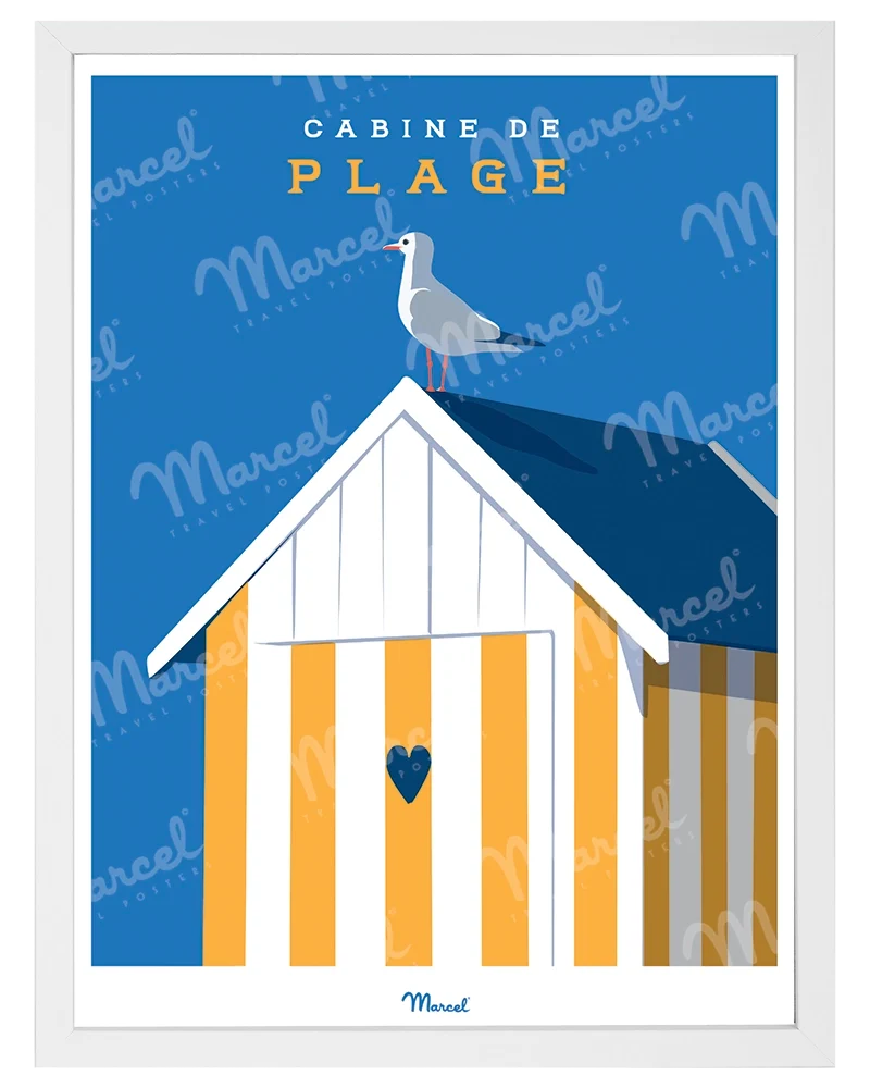 Affiche Travel Color "Cabine de Plage Jaune"