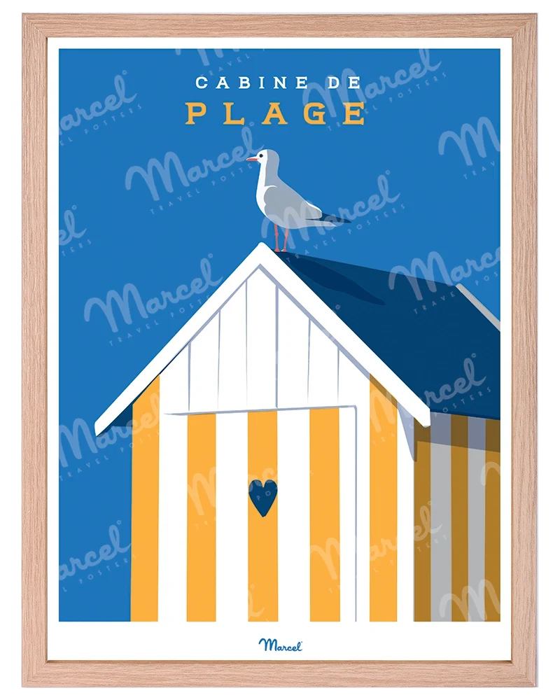 Affiche Travel Color "Cabine de Plage Jaune"