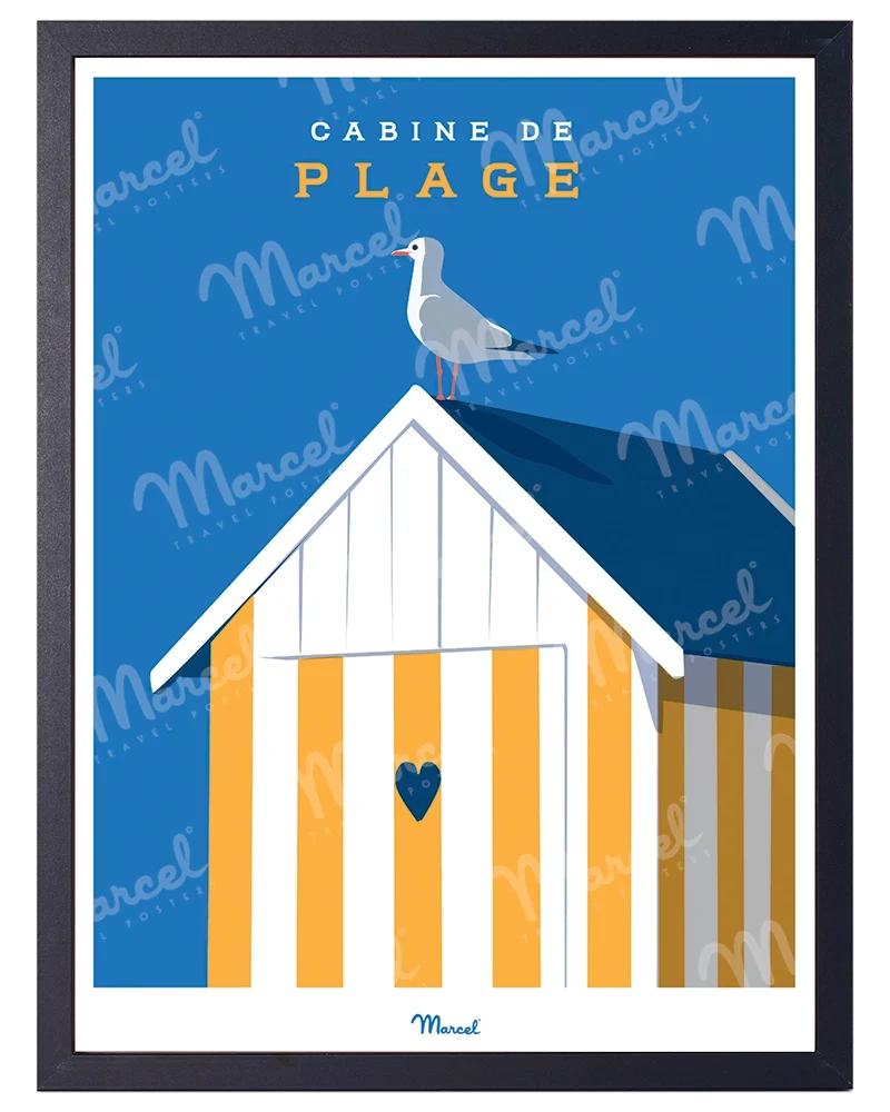 Affiche Travel Color "Cabine de Plage Jaune"