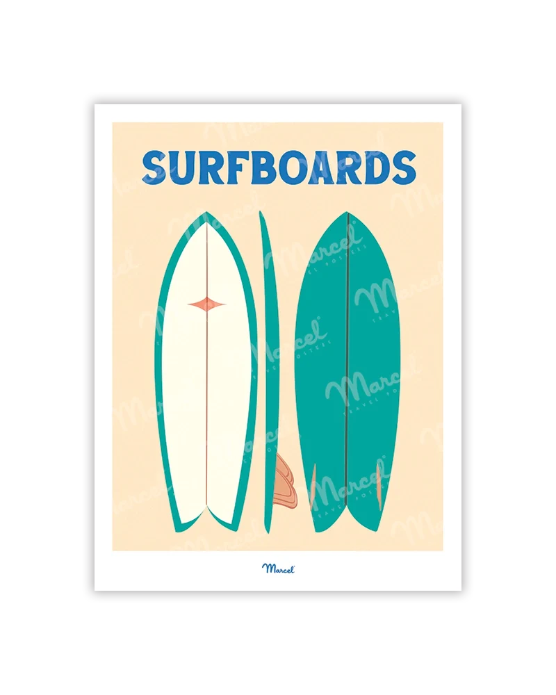Carte postale Travel Color "Surfboards verts"