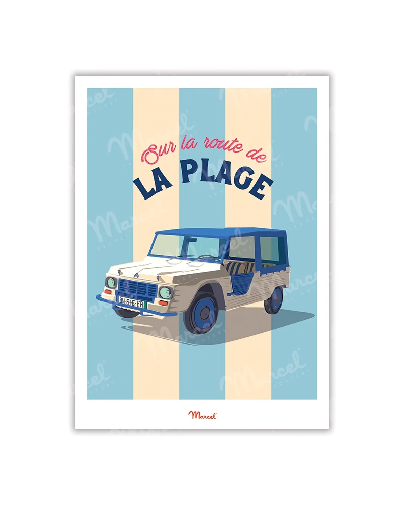 Carte postale Travel Color "Sur la route de la Plage Méhari"