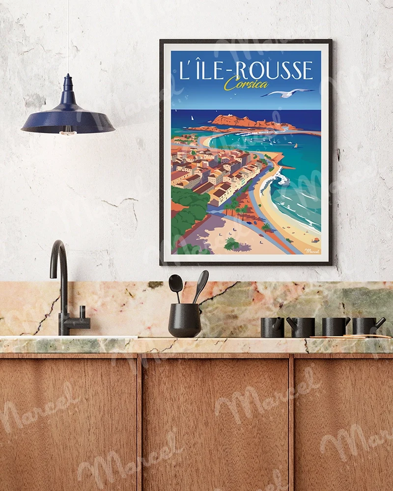 Affiche CORSE "L'Île Rousse"