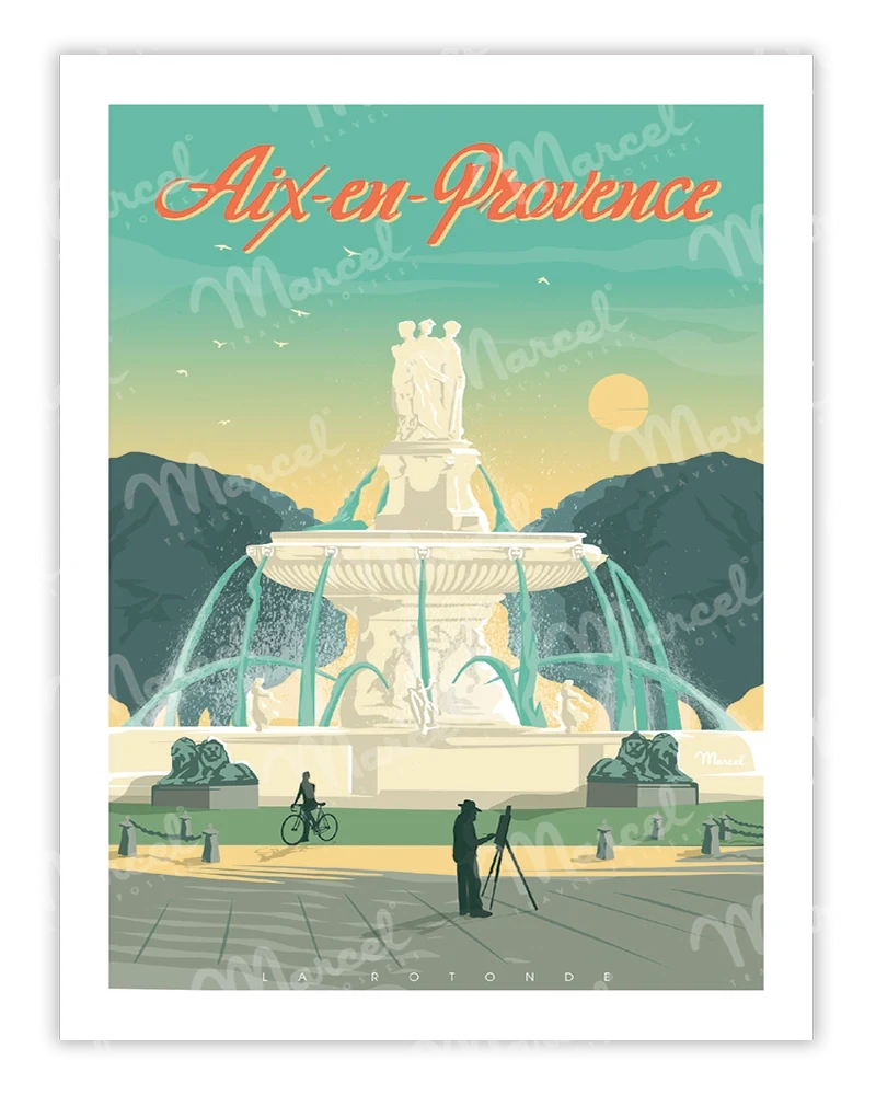 Affiche AIX-EN-PROVENCE "La Rotonde" Jaune