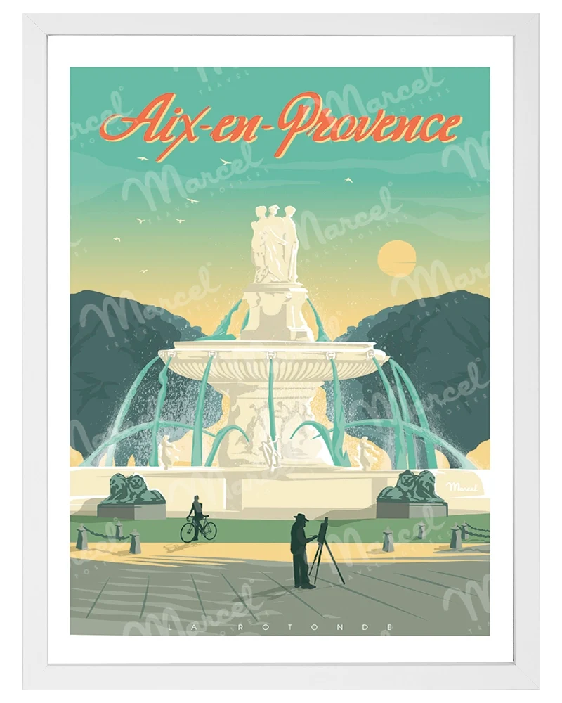 Affiche AIX-EN-PROVENCE "La Rotonde" Jaune