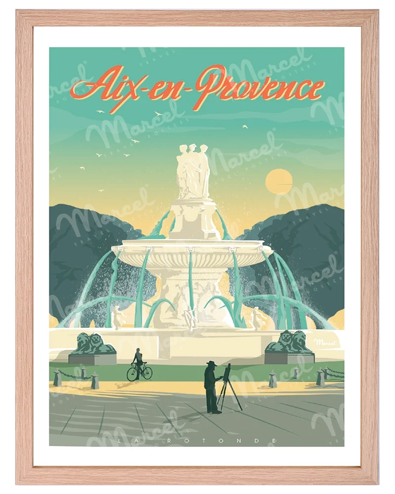 Affiche AIX-EN-PROVENCE "La Rotonde" Jaune