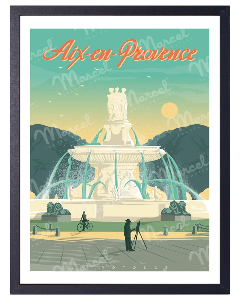 Affiche AIX-EN-PROVENCE "La Rotonde" Jaune