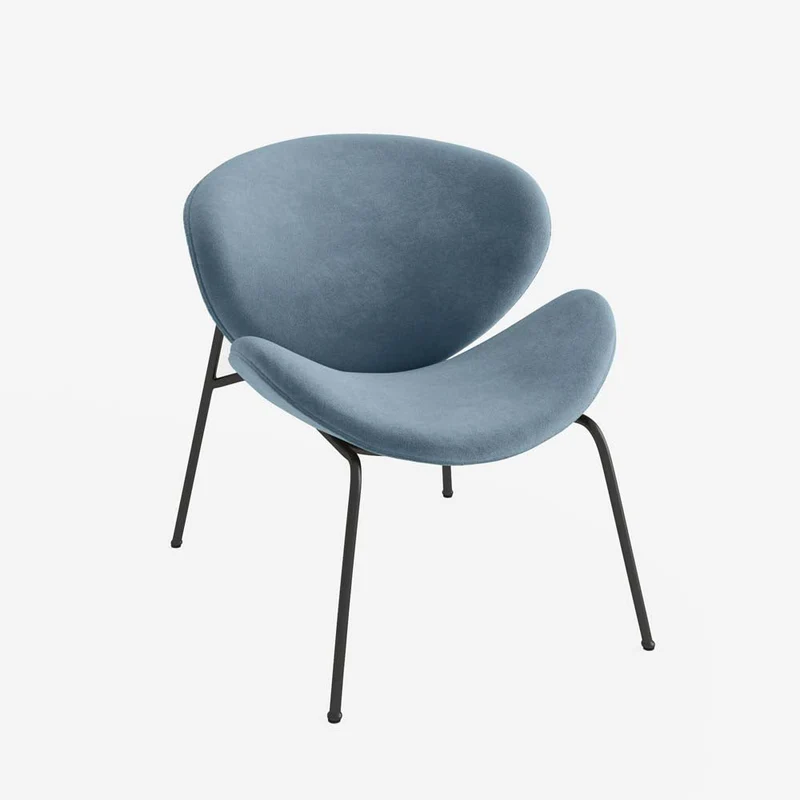 Fauteuil en velours bleu perle