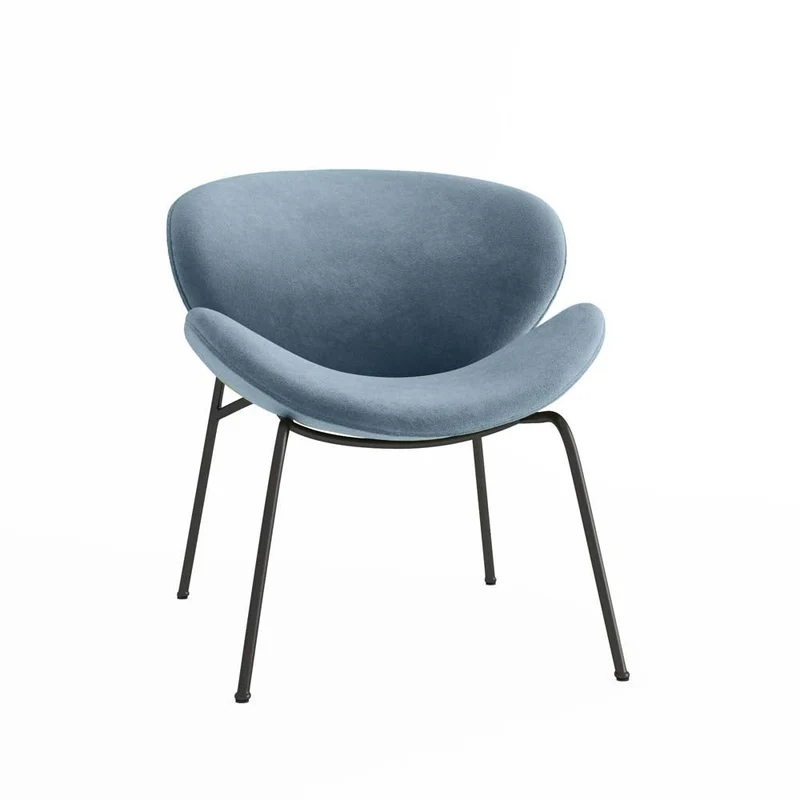 Fauteuil en velours bleu perle
