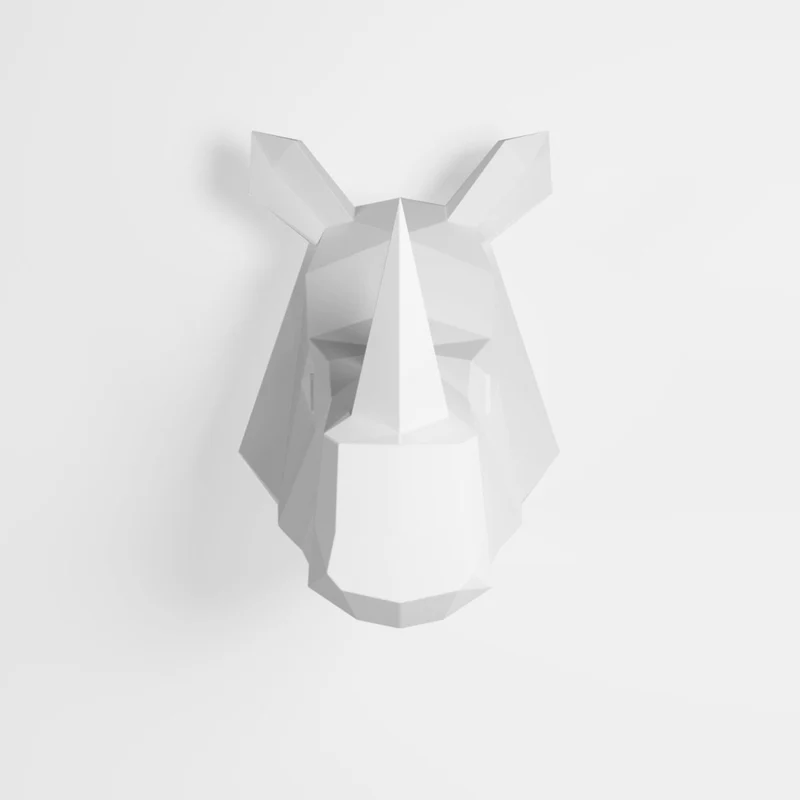 Troph e d coratif mural rhinoc ros blanc en polyr sine