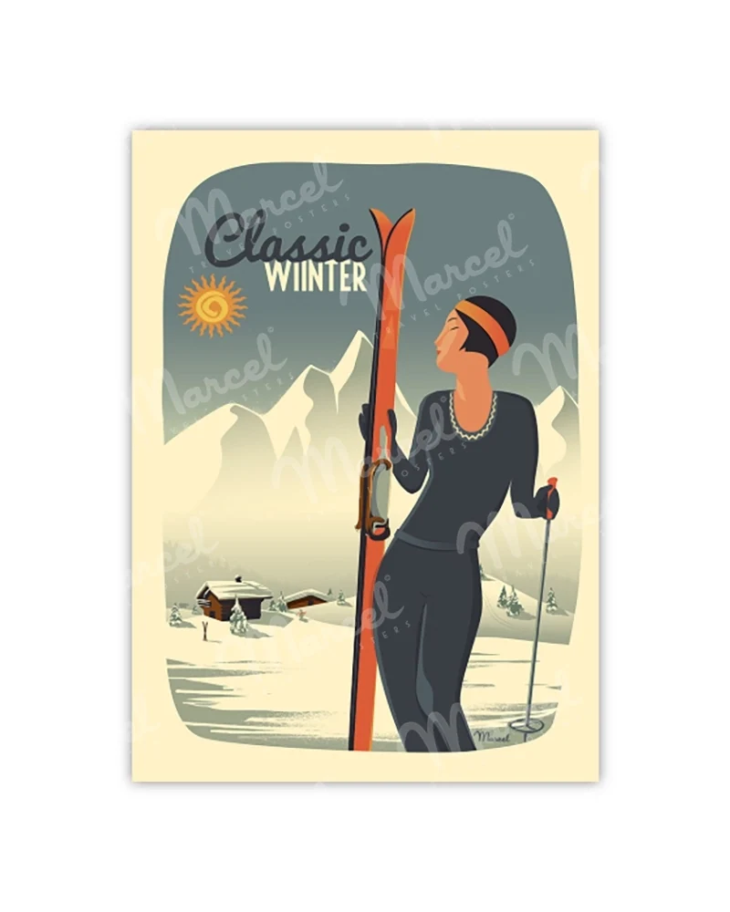 Carte Postale "Lady Ski"