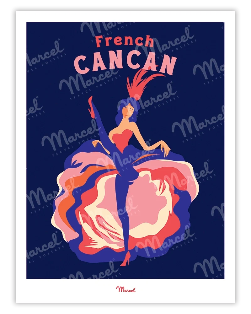 Affiche Travel Color PARIS "French Cancan"