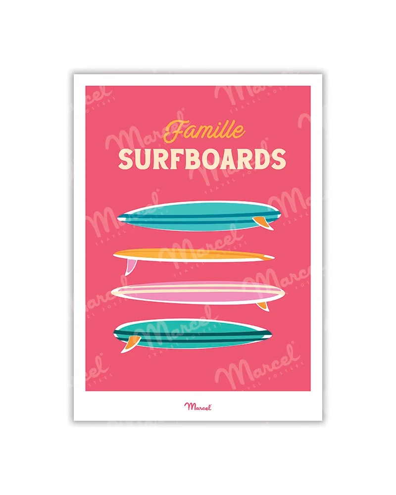 Carte postale Travel Color "Famille Surfboards"