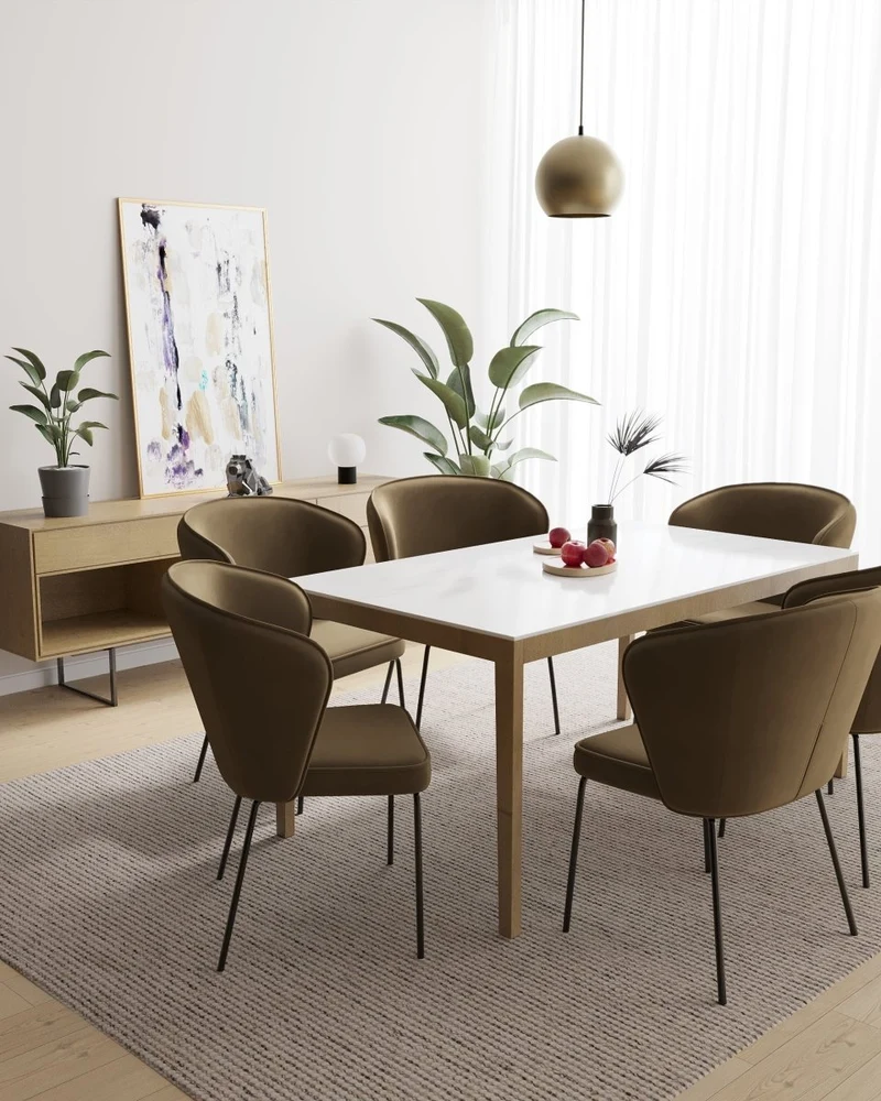 Chaise en velours brun foncé